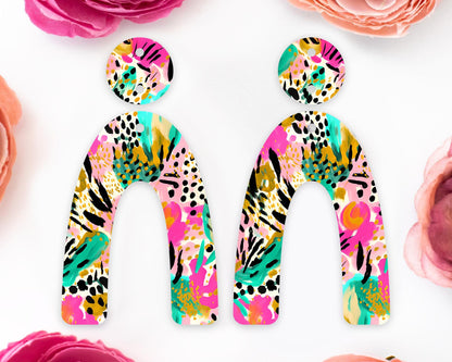 Tropical Animal Print Arch Earrings Blanks