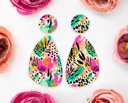 Tropical Animal Print Teardrop Earrings Blanks