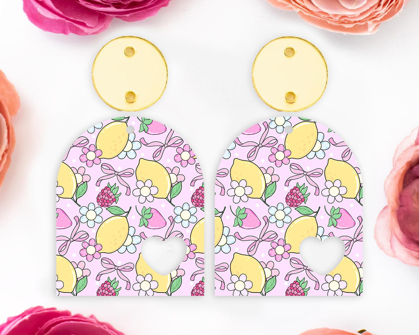 Coquette Fruits Heart Arch Earrings Blanks