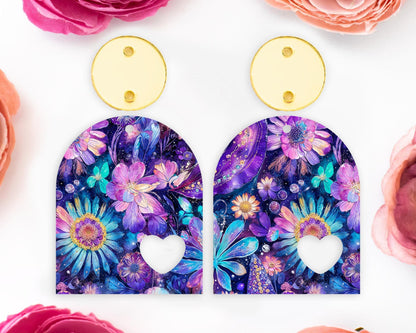 Whimsical Paisley Flowers Heart Arch Earrings Blanks