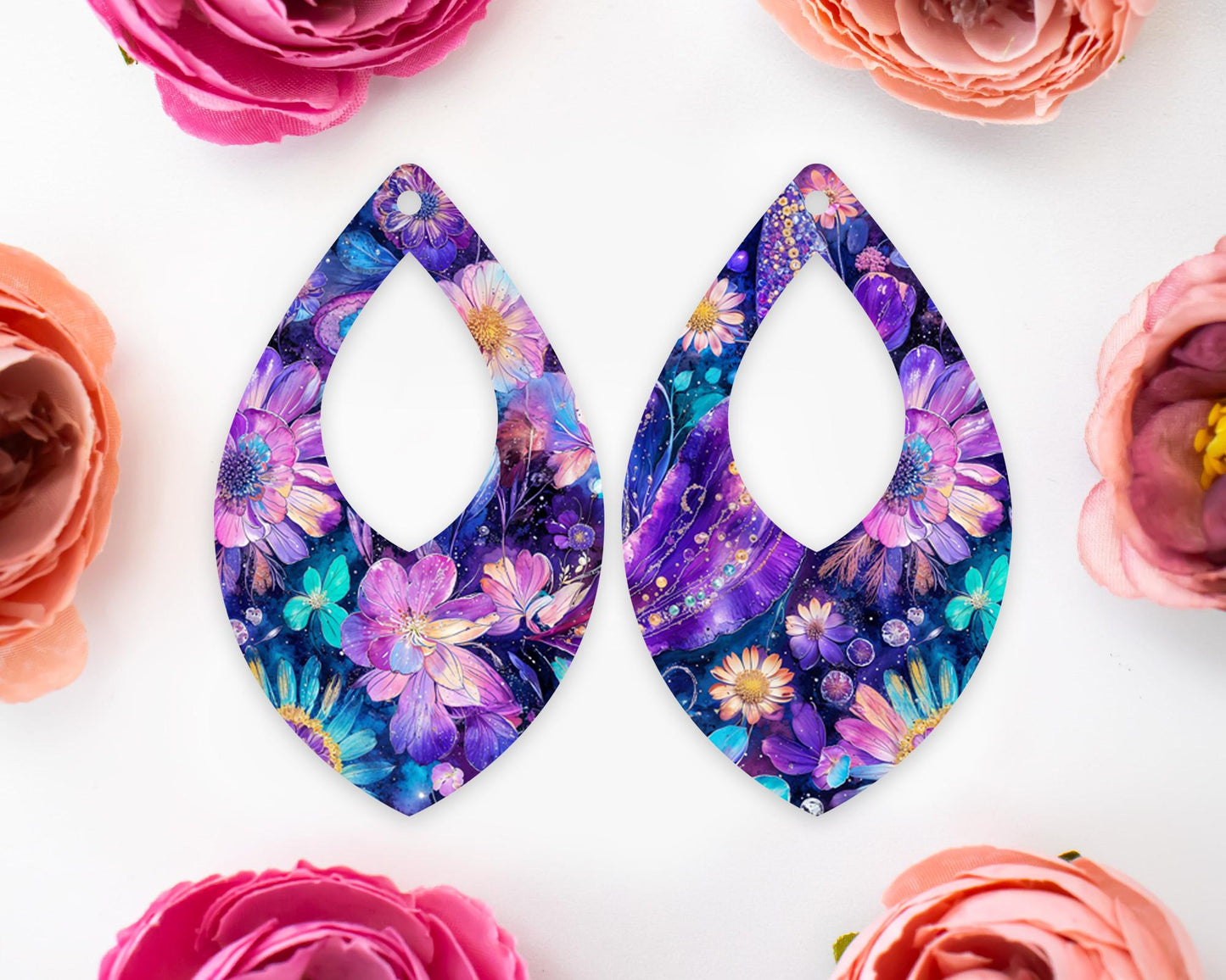 Whimsical Paisley Flowers Teardrop Earrings Blanks