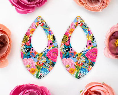 Bright Flowers Teardrop Earrings Blanks