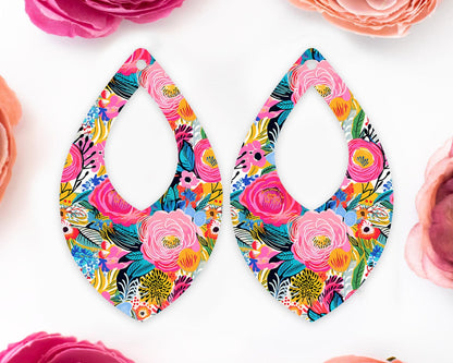 Bright Flowers Teardrop Earrings Blanks