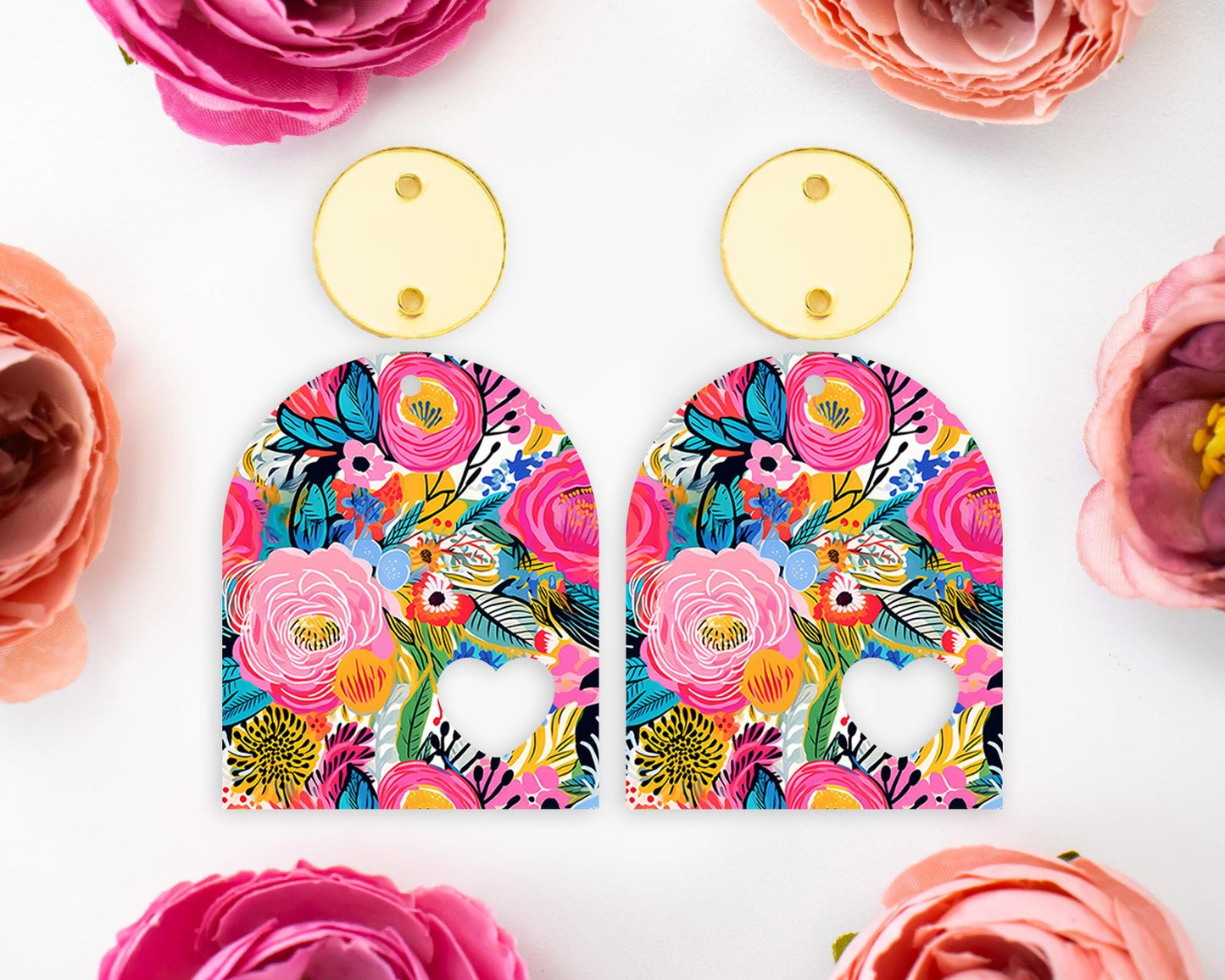 Bright Flowers Arch Earrings Blanks