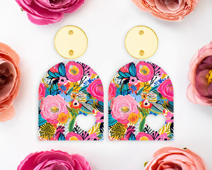 Bright Flowers Arch Earrings Blanks