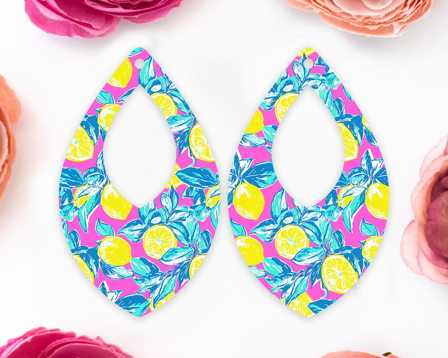 Preppy Lemon Teardrop Earrings Blanks