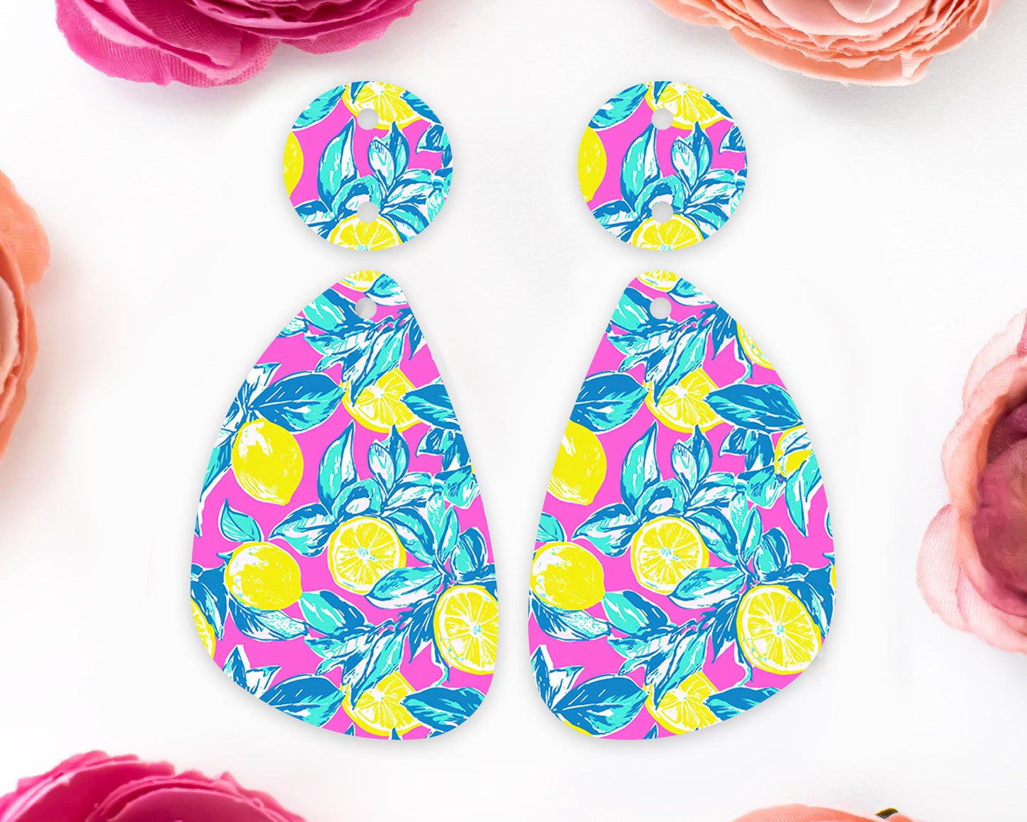 Preppy Lemon Teardrop Earrings Blanks