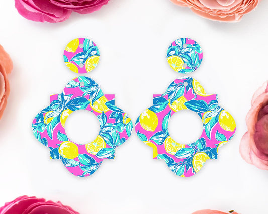 Preppy Lemon Geometric Earrings Blanks
