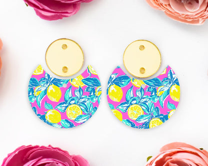 Preppy Lemon Circle Drop Earrings Blanks