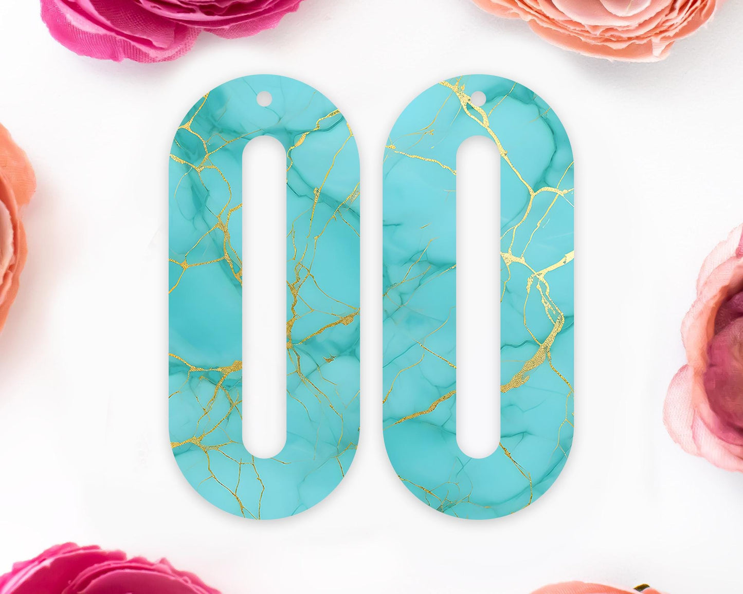 Turquoise Elongated Oval Earrings Blanks