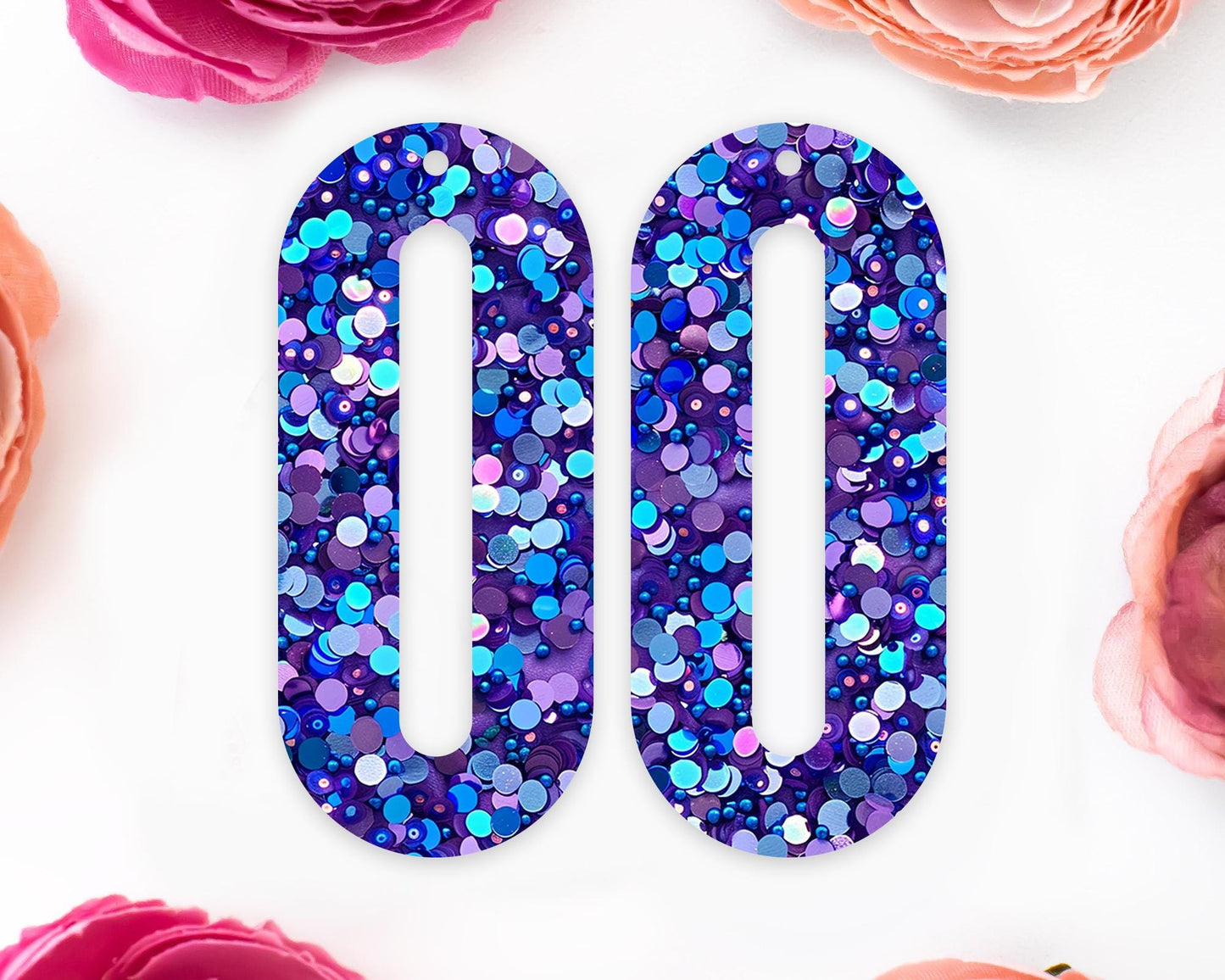 Sequin Elongated Oval Earrings Blanks