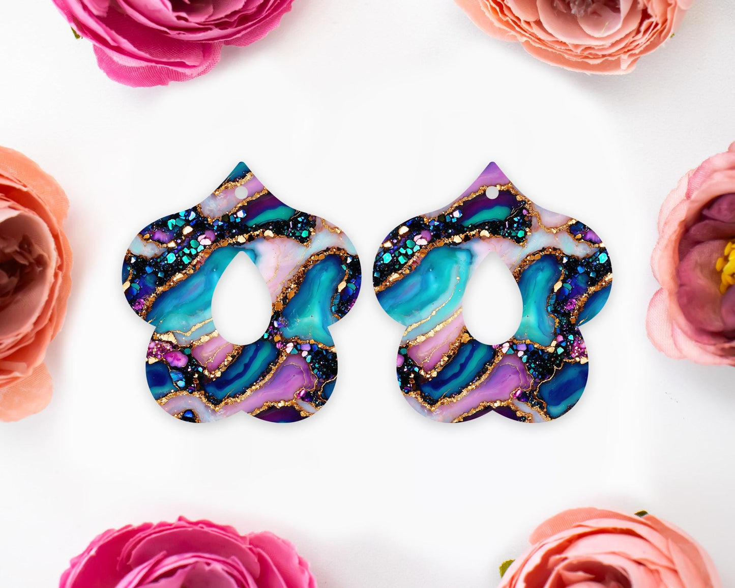 Agate Petal Teardrop Earrings Blanks