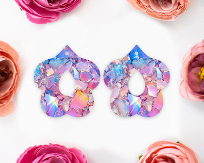 Pastel Geode Petal Teardrop Earrings Blanks