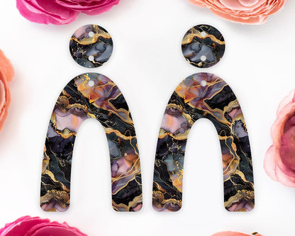 Black & Gold Alcohol Ink Earrings Blanks