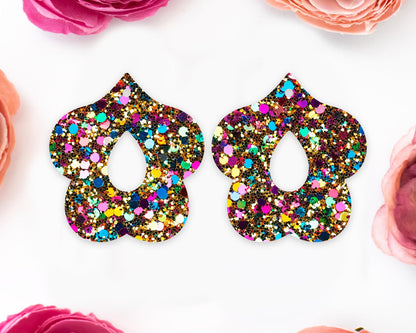 Faux Gold Sequin Petal Teardrop Earrings Blanks