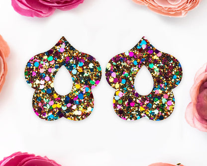 Faux Gold Sequin Petal Teardrop Earrings Blanks