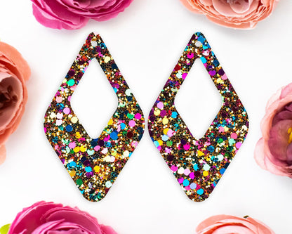Faux Gold Sequin Diamond Teardrop Earrings Blanks