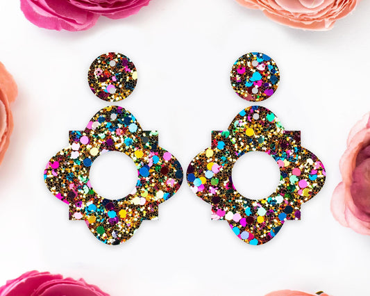 Faux Gold Sequin Geometric Earrings Blanks