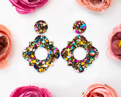 Faux Gold Sequin Geometric Earrings Blanks