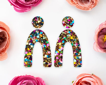 Faux Gold Sequin Arch Earrings Blanks