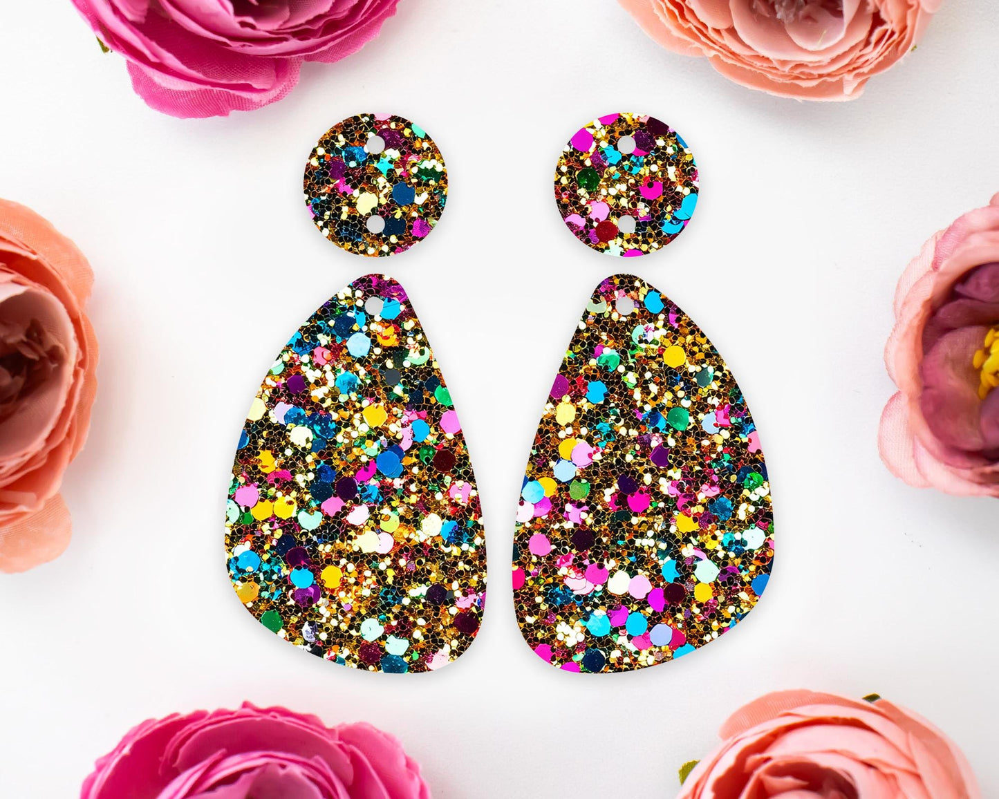 Faux Gold Sequin Teardrop Earrings Blanks