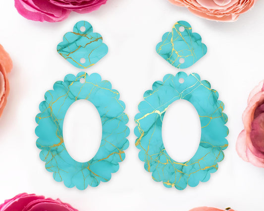 Turquoise Scallop Oval Earrings Blanks