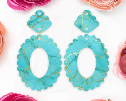 Turquoise Scallop Oval Earrings Blanks
