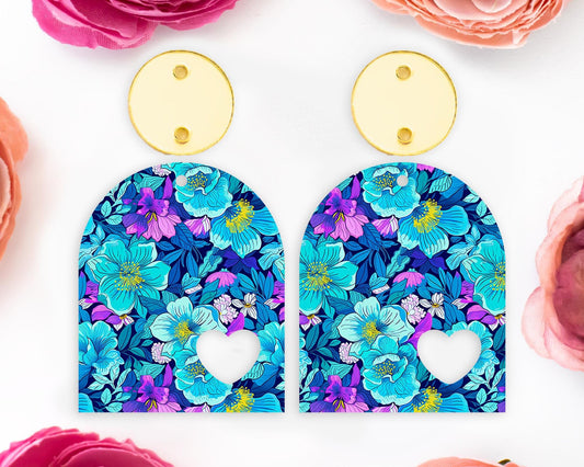 Blue Flowers Arch Earrings Blanks