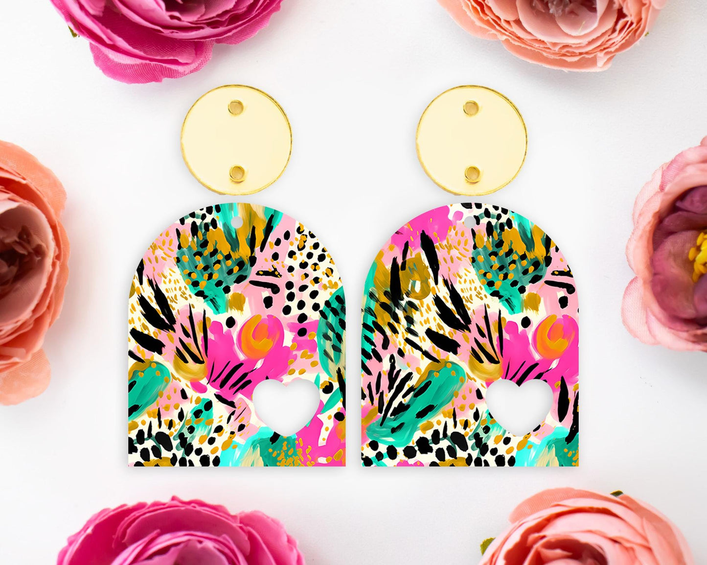 Tropical Animal Print Arch Earrings Blanks