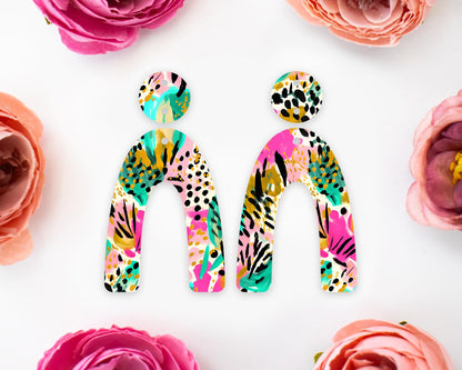 Tropical Animal Print Arch Earrings Blanks