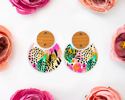 Tropical Animal Print Circle Drop Earrings Blanks