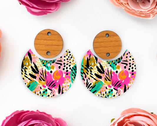 Tropical Animal Print Circle Drop Earrings Blanks