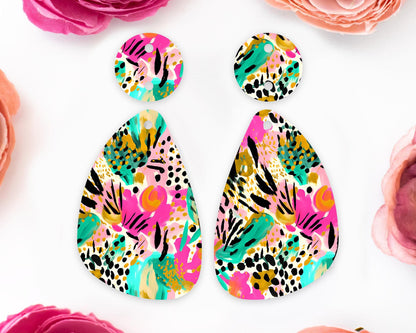 Tropical Animal Print Teardrop Earrings Blanks
