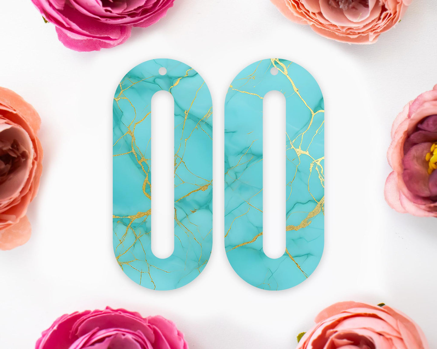 Turquoise Elongated Oval Earrings Blanks