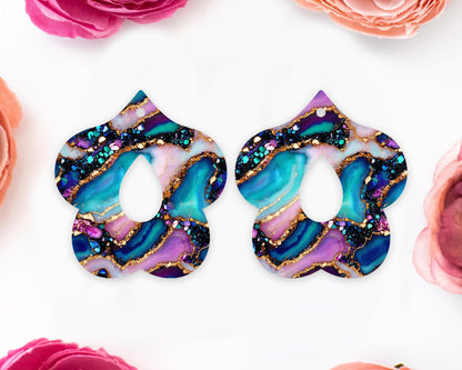 Agate Petal Teardrop Earrings Blanks