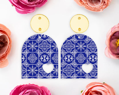 Blue Tile Arch Earrings Blanks