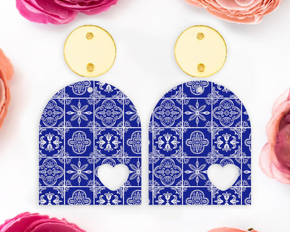 Blue Tile Arch Earrings Blanks