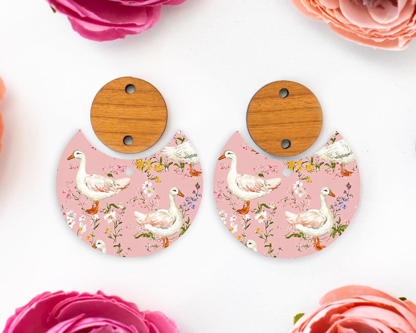 Goose Circle Drop Earrings Blanks