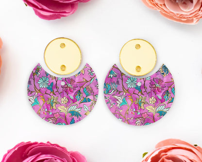 Ornate Flowers Circle Drop Earrings Blanks