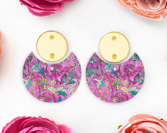 Ornate Flowers Circle Drop Earrings Blanks
