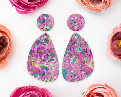 Ornate Flowers Teardrop Earrings Blanks