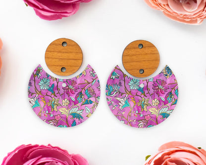Ornate Flowers Circle Drop Earrings Blanks