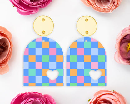 Bright Checkered Arch Earrings Blanks