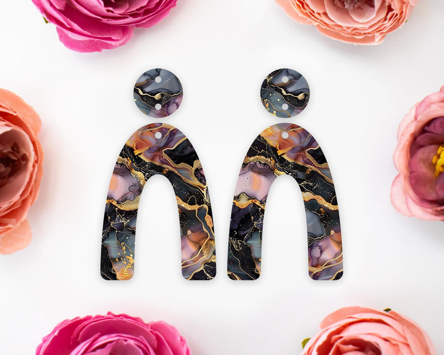 Black & Gold Alcohol Ink Earrings Blanks