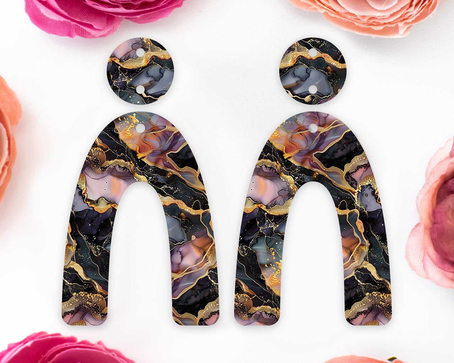 Black & Gold Alcohol Ink Earrings Blanks