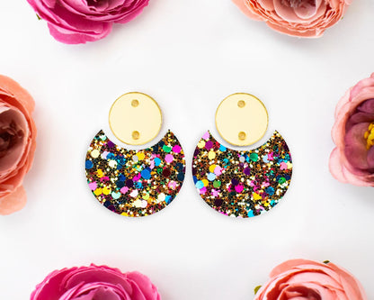 Faux Gold Sequin Circle Drop Earrings Blanks