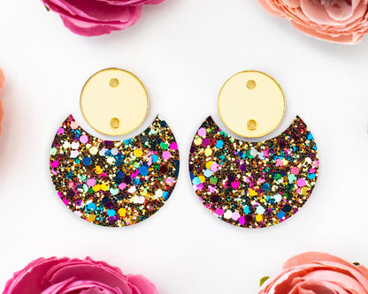 Faux Gold Sequin Circle Drop Earrings Blanks