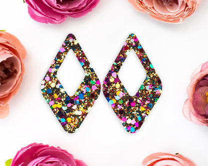 Faux Gold Sequin Diamond Teardrop Earrings Blanks