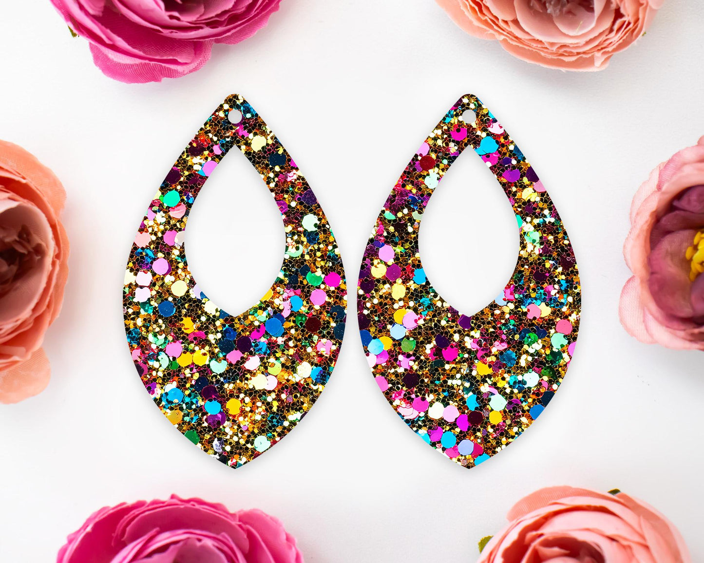 Faux Gold Sequin Teardrop Earrings Blanks