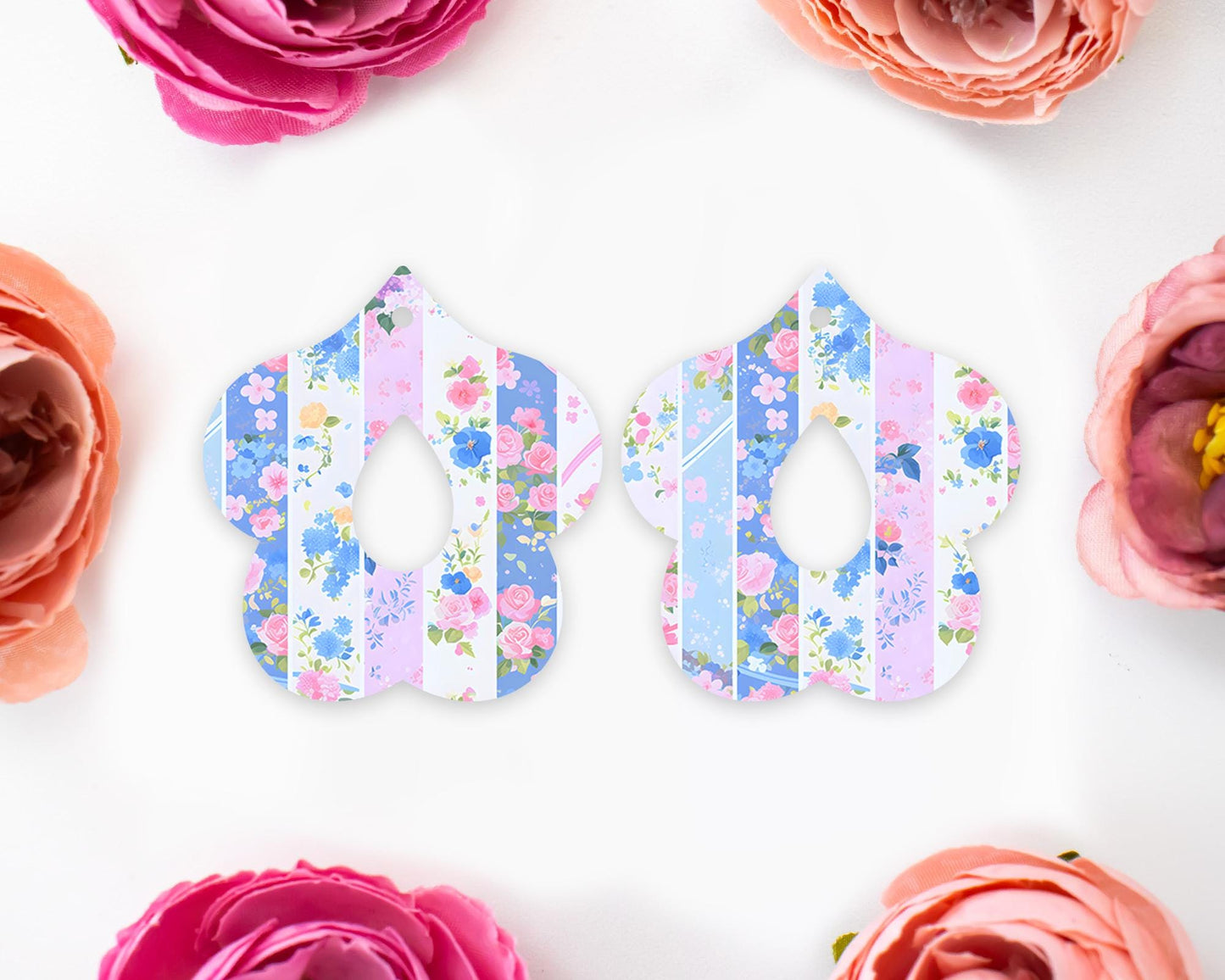 Grandmillennial Flowers Petal Teardrop Earrings Blanks